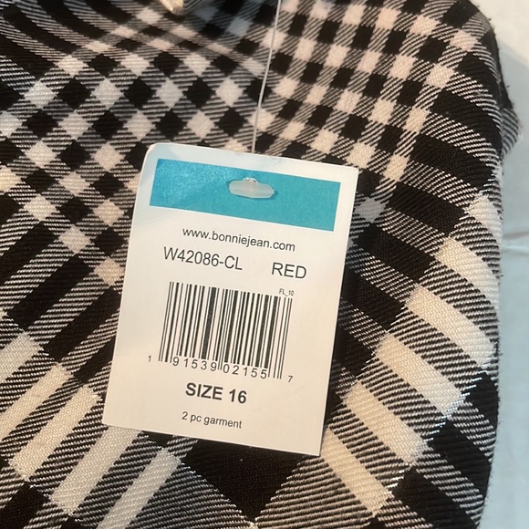 ♻️🆕 New Bonnie Jean Black White Red Holiday Formal Dress with Jacket size 16 - Picture 6 of 8